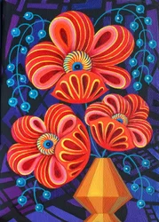 Rote Blüten mit Beeren, 2016