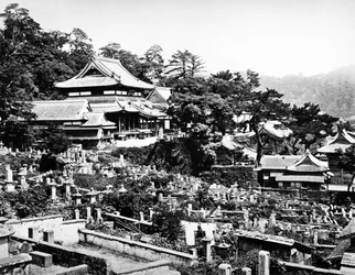 Friedhof des Honrenji-Tempels in Chikugo-machi, Nagasaki, ca. 1860-80