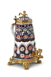 Eine seltene elegant montierte Imari-Kaffeekanne und Deckel