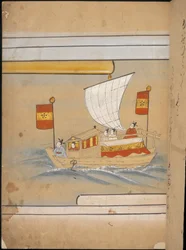 Chinesische Gesandte in einem Boot, Illustration aus dem 
