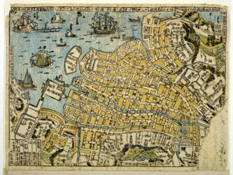 Karte von Nagasaki, ca. 1801 (farbiger Holzschnitt)