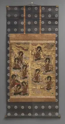 Wandmalerei: Abstieg von fünfundzwanzig Bodhisattvas (Begleiter der Amitabha-Triade), 18. Jahrhundert