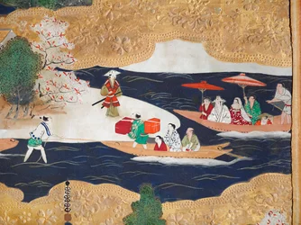 Osakazu Byobu - Japanischer achtteiliger Wandschirm