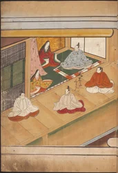 Sitzende japanische Adlige, Illustration aus dem 