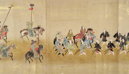 Sechste koreanische Gesandtschaft nach Japan in Meireki 1 zur Zeit der Nachfolge von Tokugawa Ietsuna im Jahr 1651, möglicherweise von Kano Masunobu (1625-94) (Rollbild) (Detail)