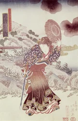 Unidentifizierter Schauspieler als Kosanro Ichojosei von Shunko Hokuei, veröffentlicht um 1830