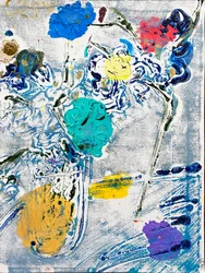 Fleur De Sel Nr. 09 Blaue bunte Monotypie, 2021