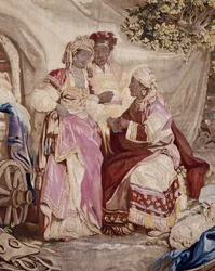 Das Freiluftbankett, Vorhang russische Spiele, (Detail)