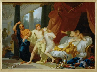 Sokrates reißt Alkibiades aus den Armen der Wollust