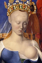 Detail der als Agnès Sorel dargestellten stillenden Jungfrau (nach der Madonna von Antwerpen von Jean Fouquet, um 1452-1455)