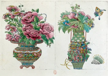 Zeichnung von einer chinesischen Vase: Blumentopf