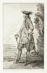 Stehender Mann mit Hut, nach links gewandt, aus Figures de Modes
