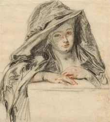 Frau in Schwarz, um 1719