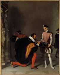 Don Pedro de Toledo, Botschafter von Philipp II., küsst den Speer von Heinrich IV. im Louvre