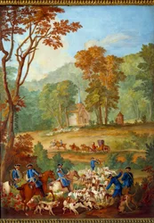 Plakette, die die Jagden von Ludwig XVI. (1754-1793) darstellt: 