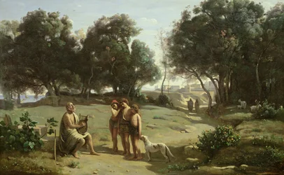 Homer und die Hirten in einer Landschaft