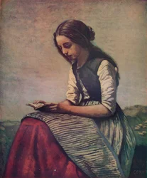 La petite Liseuse ou Jeune bergère assise et lisant, ca. 1855