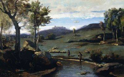 Römische Landschaft - Felsiges Tal mit einer Schweineherde, 1843