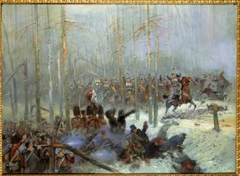 Russlandfeldzug 1812: „Angriff des 7. Schlachtschiffs von Oberst Dubois an der Beresina am 28.11.1812 in Russland“ Gemälde von Jean-Baptiste-Edouard Detaille (1848-1912) 19. Jahrhundert. Paris, Musée de l
