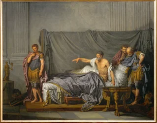 Kaiser Lucius Septimius Severus beschuldigt seinen Sohn Caracalla, seine Ermordung geplant zu haben