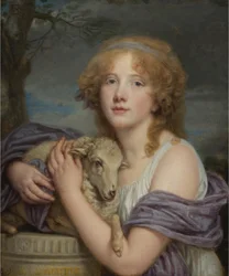 Mädchen mit einem Lamm