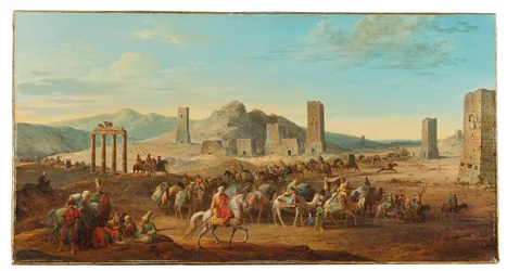 Zwei Karawanen am Eingang zum Tal, das nach Palmyra führt