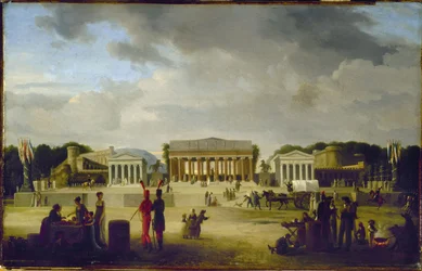 Ansicht des großen Theaters auf dem Place de la Concorde für das Friedensfest, 18. Brumaire, Jahr X (9. November 1801)