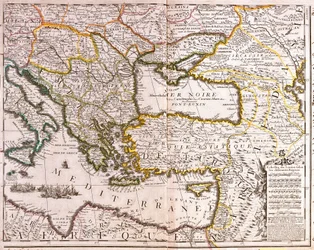 Karte des östlichen Mittelmeers und der Schwarzmeerländer, Türkei und Provinzen Kleinasiens