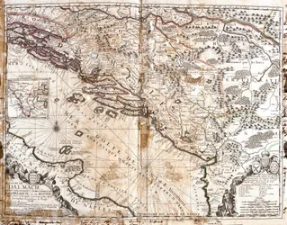 Karte des Königreichs Dalmatien (heutiges Kroatien und Montenegro), an der Küste des Golfs von Venedig (Adriatisches Meer)