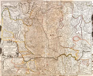 Karte des Gebiets von Mailand (Italien) (Gravur)