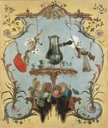 Stillleben mit silberner Kaffeekanne
