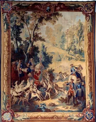 Jagd von Ludwig XV. (1710-1774). Wandteppich von Jean Baptiste Oudry (1686-1755)