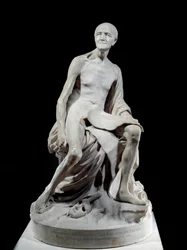 François-Marie Arouet genannt Voltaire nackt (1694-1778) Marmorskulptur von Jean-Baptiste Pigalle (1714-1785) 1776 Paris, Louvre