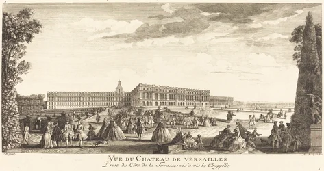 Ansicht des Schlosses von Versailles von der Terrasse gegenüber der Kapelle
