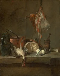 Stillleben mit Rochen und Korb mit Zwiebeln, 1731
