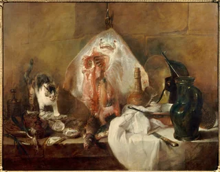 Stillleben mit Rochen, Fischen, Austern und Krug. 1727. 1,14 x 1,46 m. Paris, Louvre