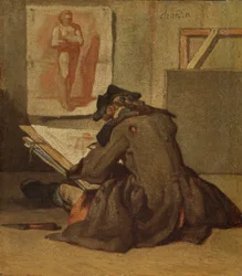 Junger Student beim Zeichnen