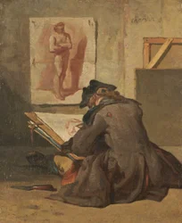 Junger Student beim Zeichnen