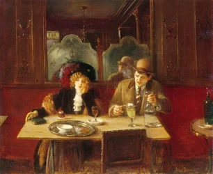 Im Café, Absinthtrinker, um 1909