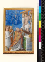 Blatt aus einem Stundenbuch: Die Messe des Heiligen Gregor, ca. 1485-94 (Pergament)