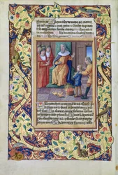 Ms Lat. Q.v.I.126 fol.23v Joseph deutet die Träume des Pharao, aus dem Stundenbuch von Louis d