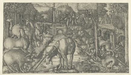 Das Einhorn reinigt das Wasser mit seinem Horn (Das Einhorn)