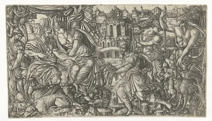 Der König und Diana erhalten ein Geschenk von Jägern