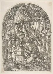 Der heilige Johannes sieht sieben goldene Leuchter, aus der Apokalypse
