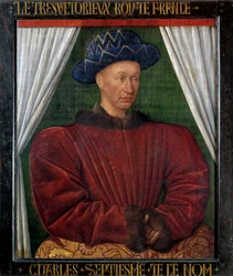 Porträt von Karl VII. (1403-1461), König von Frankreich. Gemälde von Jean Fouquet (1420-1481)