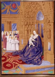 Die Jungfrau mit dem Kind. Miniatur aus „Das Stundenbuch von Étienne Chevalier“ von Jean Fouquet