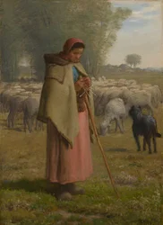 Junges Mädchen, das ihre Schafe bewacht, ca. 1860-1862