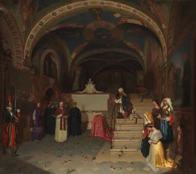 Papst Gregor XVI. besucht die Kirche San Benedetto in Subiaco, 1843