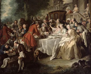 Das Jagdessen, Detail der Esser, 1737