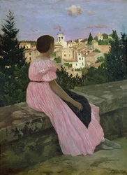 Das rosa Kleid oder Ansicht von Castelnau-le-Lez, Hérault, 1864